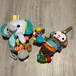Bright Starts Elephant and Monkey Plush Toy Duo - Gray and Brown
